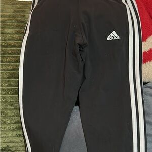 Adidas Kids Black Joggers with White Stripes
